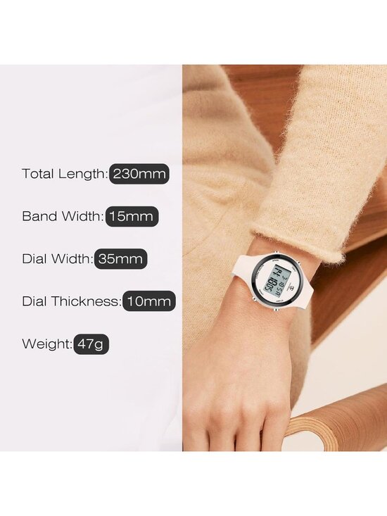 Women\'s All Off White Quartz Chronograph Waterproof Outdoor Sport Digital Watch main image 7